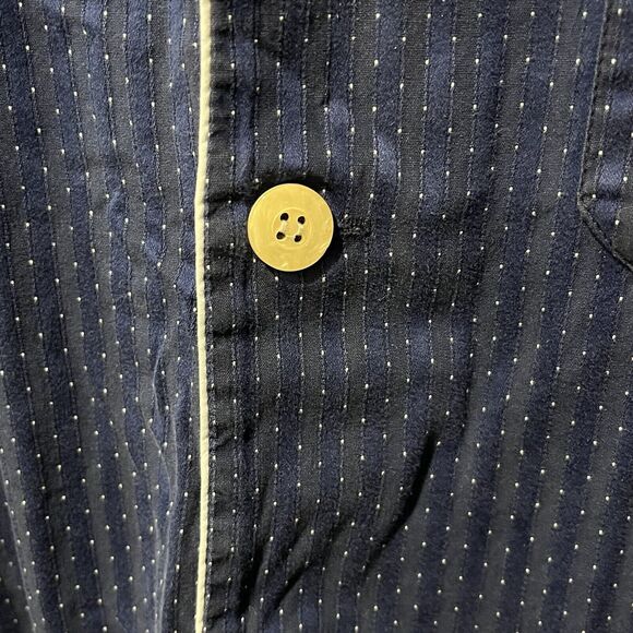 Derek Rose Pajama Top Mens XL Blue White Striped Cotton Long Sleeve Button Up - Picture 4 of 8